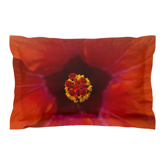 Pillow cover - Crimson Hibiscus (Left)